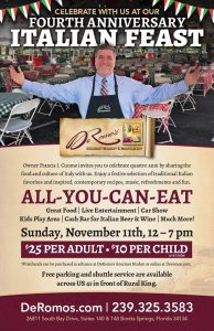 DeRomo's Fourth Anniversary Italian Feast @ DeRomo's Gourmet Market & Restaurant