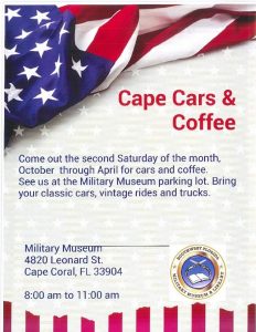 Cape Cars & Coffee Cruise In - January 2020 @ SW FL Military Museum & Library